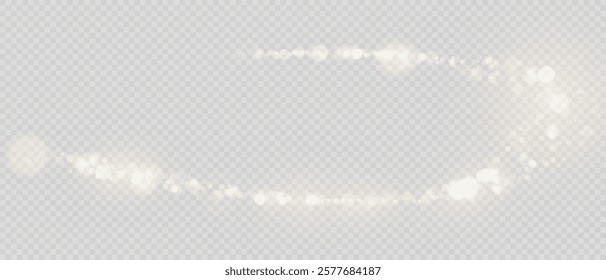 Glowing light effect with glitter on transparent background. Bokeh Lights. Vector starry cloud with dust. Christmas glowing light spark and glitter overlay.