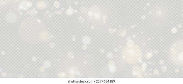 Glowing light effect with glitter on transparent background. Bokeh Lights. Vector starry cloud with dust. Christmas glowing light spark and glitter overlay.