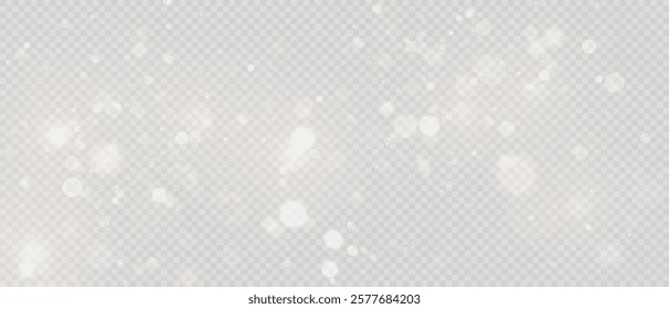 Glowing light effect with glitter on transparent background. Bokeh Lights. Vector starry cloud with dust. Christmas glowing light spark and glitter overlay.