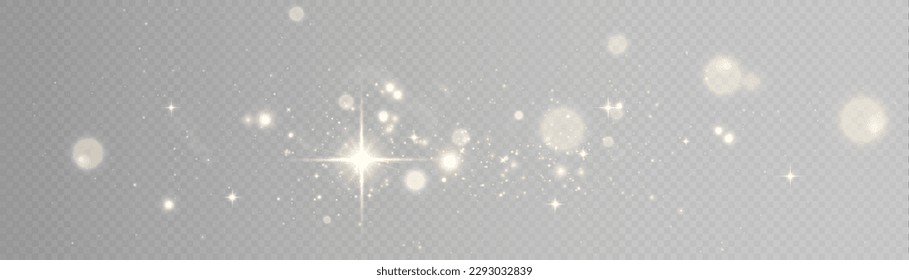 Glowing light effect with lots of glitter particles and stars. For Christmas and New Year design. Vector star cloud with dust.