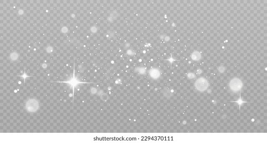 Efecto luminoso con muchas partículas brillantes y estrellas. Para el diseño de Navidad y Año Nuevo. Nubes de estrellas vectoras con polvo.