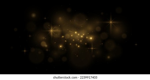  Glowing light effect with lots of shiny particles, on a black background.