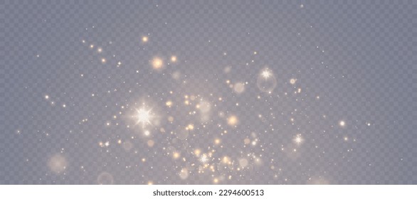 Glowing light effect with lots of shiny particles isolated on transparent background. Vector star cloud with dust and highlights. For festive and advertising design.