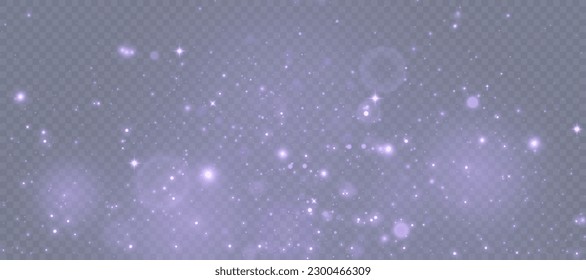 Efecto luminoso brillante con muchas partículas brillantes aisladas sobre un fondo transparente. Nubes de estrellas vectoras con polvo. Para vacaciones y diseño publicitario.
