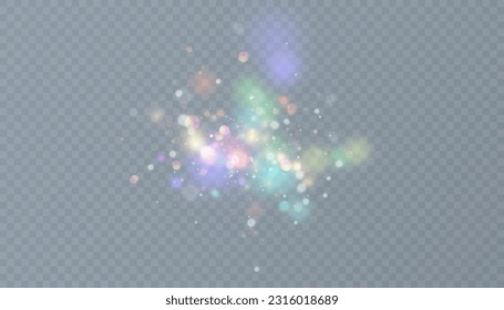 Glowing light effect with lots of shiny particles isolated on transparent background. Vector star cloud with dust and highlights. For festive and advertising design.