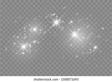 Glowing light effect with many glitter particles isolated on transparent background. Vector starry cloud with dust. Magic christmas decoration