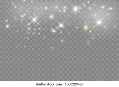 Glowing light effect with many glitter particles isolated on transparent background. Vector starry cloud with dust. Magic christmas decoration