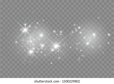 Glowing light effect with many glitter particles isolated on transparent background. Vector starry cloud with dust. Magic christmas decoration