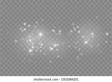 Glowing light effect with many glitter particles isolated on transparent background. Vector starry cloud with dust. Magic christmas decoration