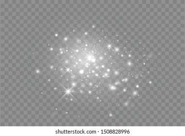 Glowing light effect with many glitter particles isolated on transparent background. Vector starry cloud with dust. Magic christmas decoration