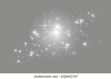 Glowing light effect with many glitter particles isolated on transparent background. Vector starry cloud with dust. Magic christmas decoration