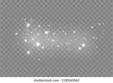Glowing light effect with many glitter particles isolated on transparent background. Vector starry cloud with dust. Magic christmas decoration