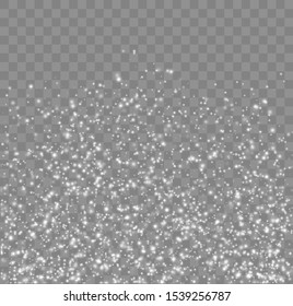 Glowing light effect with many glitter particles isolated on transparent background. Vector starry cloud with dust. Magic christmas decoration