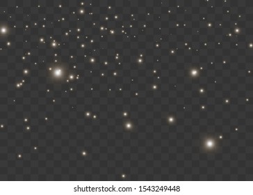 Glowing light effect with many glitter particles isolated on transparent background. Vector starry cloud with dust. Magic christmas decoration