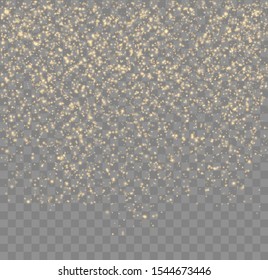 Glowing light effect with many glitter particles isolated on transparent background. Vector starry cloud with dust. Magic christmas decoration