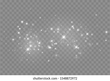 Glowing light effect with many glitter particles isolated on transparent background. Vector starry cloud with dust. Magic christmas decoration