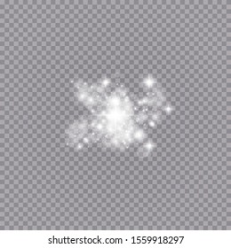 Glowing light effect with many glitter particles isolated on transparent background. Vector starry cloud with dust. Magic christmas decoration