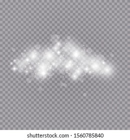 Glowing light effect with many glitter particles isolated on transparent background. Vector starry cloud with dust. Magic christmas decoration