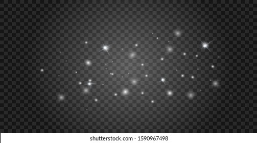 Glowing light effect with many glitter particles isolated on transparent background. Vector starry cloud with dust. Magic christmas decoration