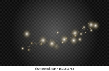 Glowing light effect with many glitter particles isolated on transparent background. Vector starry cloud with dust. Magic christmas decoration
