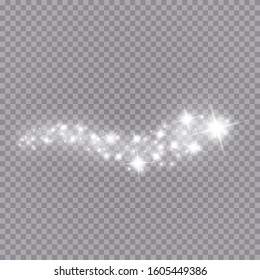 Glowing light effect with many glitter particles isolated on transparent background. Vector starry cloud with dust. Magic christmas decoration