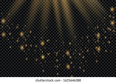 Glowing light effect with many glitter particles isolated on transparent background. Vector starry cloud with dust. Magic christmas decoration