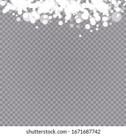 Efecto luminoso con muchas partículas de brillo aisladas sobre fondo transparente. Nube estrellada de vectores con polvo. Decoración de Navidad mágica