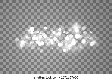 Glowing light effect with many glitter particles isolated on transparent background. Vector starry cloud with dust. Magic christmas decoration