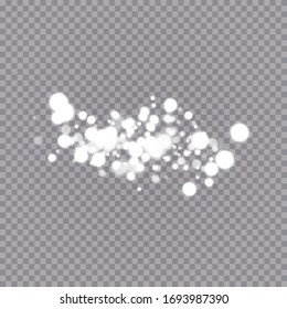 Efecto luminoso con muchas partículas de brillo aisladas sobre fondo transparente. Nube estrellada de vectores con polvo. Decoración de Navidad mágica