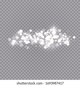 Glowing light effect with many glitter particles isolated on transparent background. Vector starry cloud with dust. Magic christmas decoration
