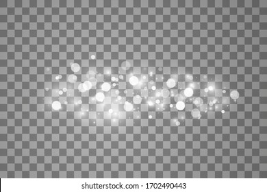 Glowing light effect with many glitter particles isolated on transparent background. Vector starry cloud with dust. Magic christmas decoration
