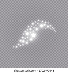 Glowing light effect with many glitter particles isolated on transparent background. Vector starry cloud with dust. Magic christmas decoration