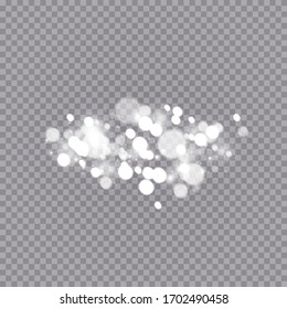 Glowing light effect with many glitter particles isolated on transparent background. Vector starry cloud with dust. Magic christmas decoration
