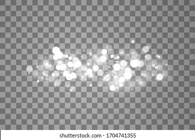Glowing light effect with many glitter particles isolated on transparent background. Vector starry cloud with dust. Magic christmas decoration