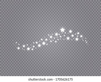 Glowing light effect with many glitter particles isolated on transparent background. Vector starry cloud with dust. Magic christmas decoration