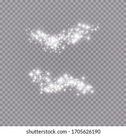 Glowing light effect with many glitter particles isolated on transparent background. Vector starry cloud with dust. Magic christmas decoration