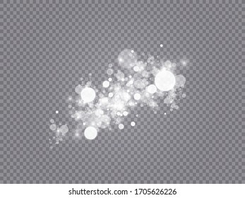 Glowing light effect with many glitter particles isolated on transparent background. Vector starry cloud with dust. Magic christmas decoration