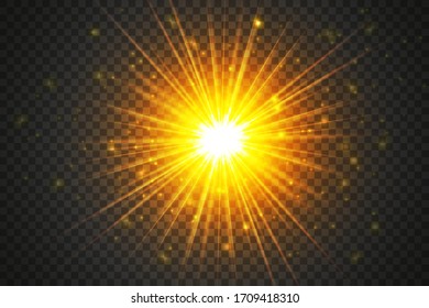 Glowing light effect with many glitter particles isolated on transparent background. Vector starry cloud with dust. Magic christmas decoration