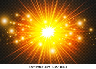 Glowing light effect with many glitter particles isolated on transparent background. Vector starry cloud with dust. Magic christmas decoration