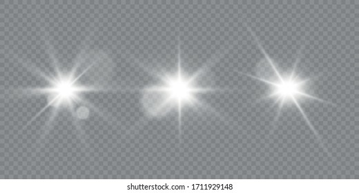Glowing light effect with many glitter particles isolated on transparent background. Vector starry cloud with dust. Magic christmas decoration