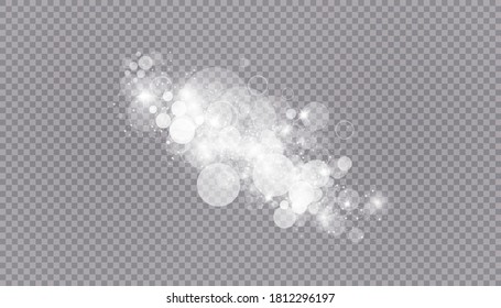 Glowing light effect with many glitter particles isolated on transparent background. Vector starry cloud with dust. Magic christmas decoration