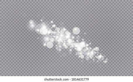 Glowing light effect with many glitter particles isolated on transparent background. Vector starry cloud with dust. Magic christmas decoration