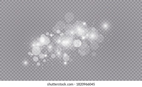Glowing light effect with many glitter particles isolated on transparent background. Vector starry cloud with dust. Magic christmas decoration