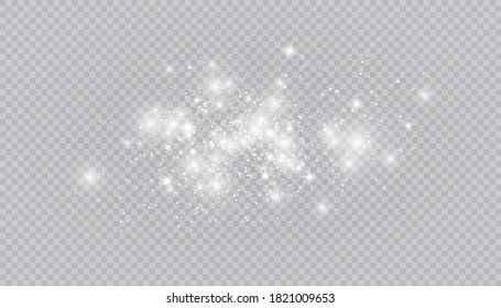 Efecto de luz brillante con muchas partículas de brillo aisladas sobre un fondo transparente. Nubes de estrellas vectoras con polvo. Decoración de navidad mágica