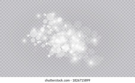 Glowing light effect with many glitter particles isolated on transparent background. Vector starry cloud with dust. Magic christmas decoration