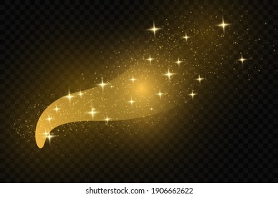 Glowing light effect with many glitter particles isolated on transparent background. Vector starry cloud with dust. Magic christmas decoration