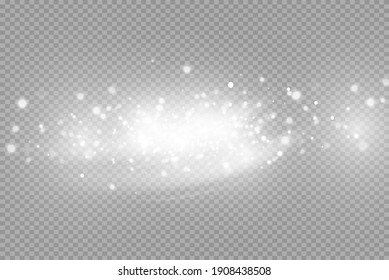 Glowing light effect with many glitter particles isolated on transparent background. Vector starry cloud with dust. Magic christmas decoration