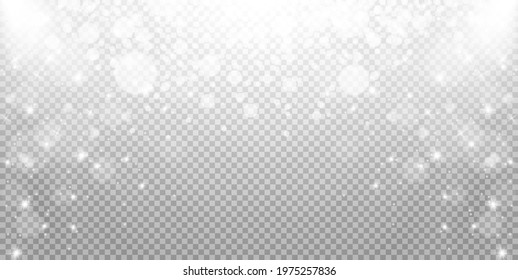 Glowing light effect with many glitter particles isolated on transparent background. Vector starry cloud with dust. Magic christmas decoration