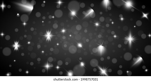 Glowing light effect with many glitter particles isolated on transparent background. 