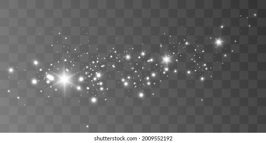 Glowing light effect with many glitter particles isolated on transparent background. Vector star cloud with dust.	